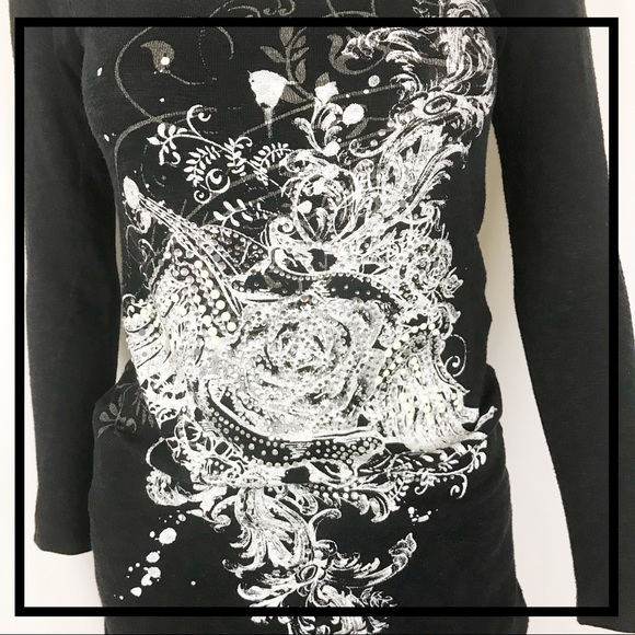 Beautiful Black Shirt with Glamorous Silver Design - Picture 6 of 6